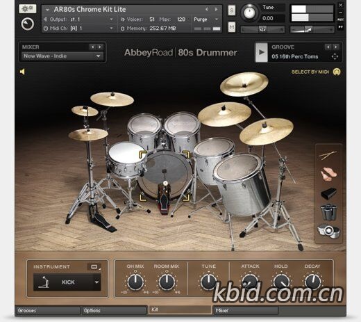 打击乐器音源 Abbey Road 80s Drummer 80年代鼓声库,经典的 Simmons 电子鼓、 TAMA 架子鼓,标志性的鼓组音色与演奏风格