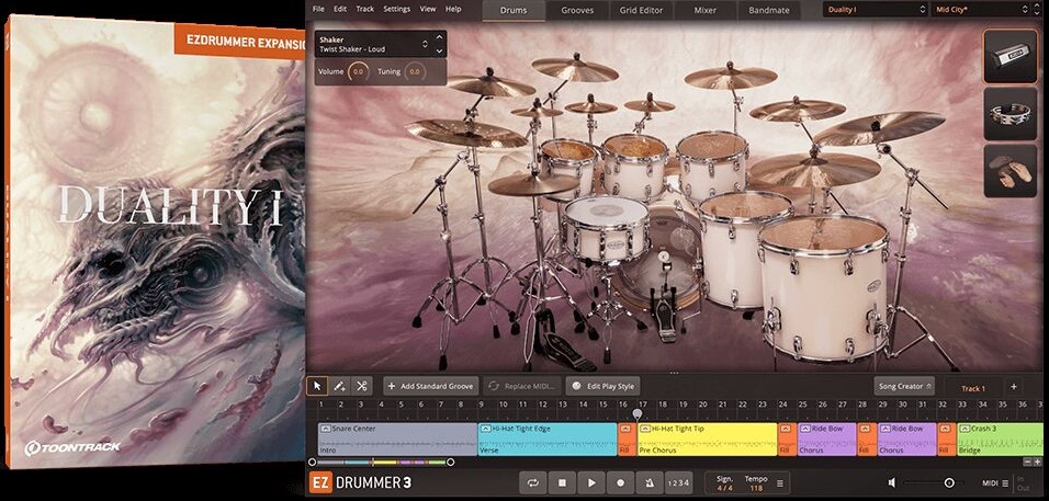 独特声响美学 EZdrummer Duality I EZX 二次元第一卷,摇滚、流行节奏虚拟鼓音源-动画主题曲日系摇滚色彩音色,提升编曲效率