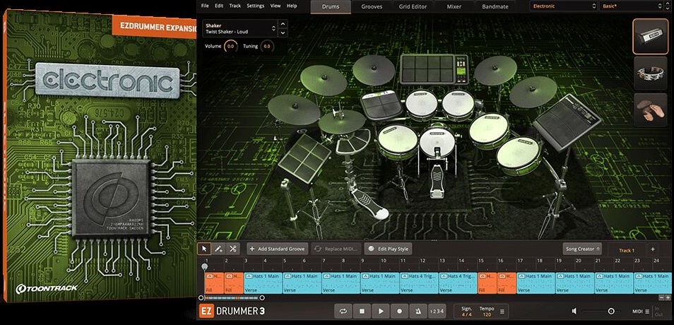 合成器打击乐专业音源 EZdrummer Electronic EZX 电子扩展包,鼓机音色采样，电子节奏创作工具,提升编曲效率与创作灵感