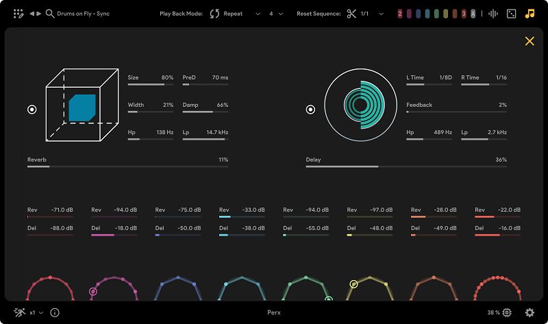 丰富多变的鼓组音色 Thenatan Perx v1.0 打击乐合成器,内置高品质预制音色库,经典808底鼓、清脆军鼓、电子打击乐,失真、混响、延迟和比特压缩效果