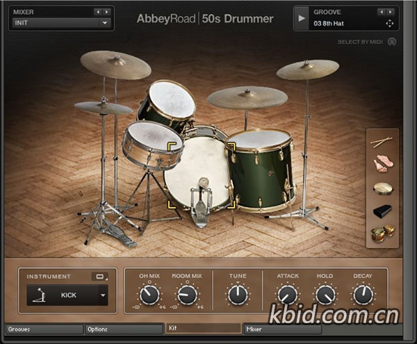 经典风格鼓音源 Abbey Road 50s Drummer- 50年代鼓声色库,时代真实的凹槽，早期摇滚、节奏蓝调、乡村和爵士乐