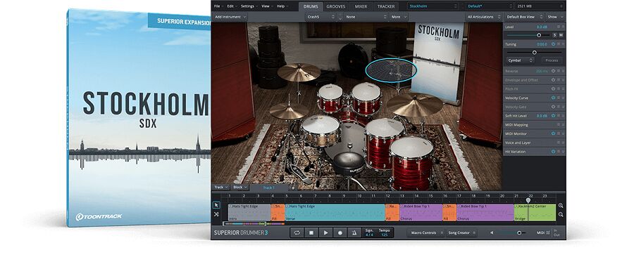 真实动态鼓组音色 Toontrack Stockholm SDX 斯德哥尔摩扩展包,多轨录制专业鼓手细腻演奏，流行\摇滚\爵士音乐风格高品质音源
