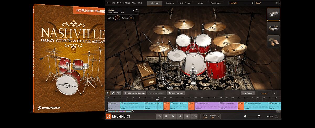 经典鼓组录音棚音色 Toontrack Nashville EZX 纳什维尔,复古的Ludwig、现代DW套鼓音源，温暖、饱满且极具音乐性的典型纳什维尔之声