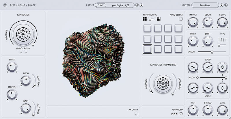 音乐人创意工具 Beatsurfing – RANDOM Metal 打击乐合成器,金属材质的冰冷质感与数字合成无限可能性融为一体声响音色，声音设计