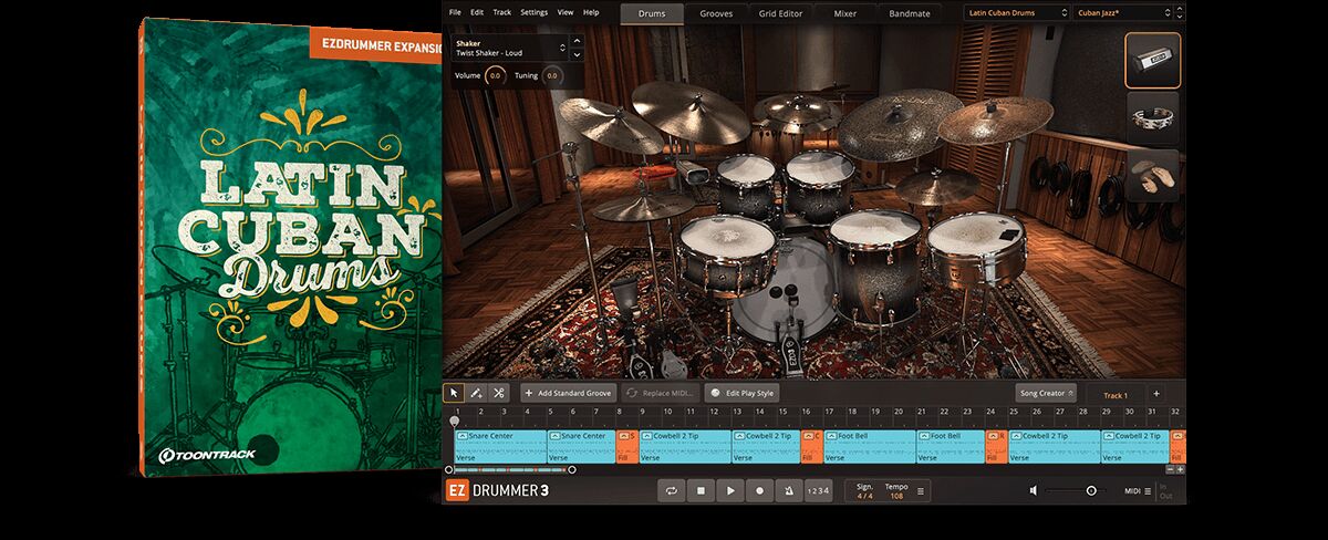 深度采样鼓组音源库 EZdrummer Latin Cuban Drums EZX 拉丁&古巴,康加鼓、邦戈鼓、蒂姆巴尔鼓,打击乐器鼓声集合
