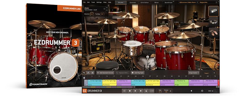 专业鼓音源 Toontrack – EZdrummer 3.0.6 PC/MAC +核心音色库,经典摇滚、爵士鼓组采样,智能MIDI编辑功能,Tap2Find工具