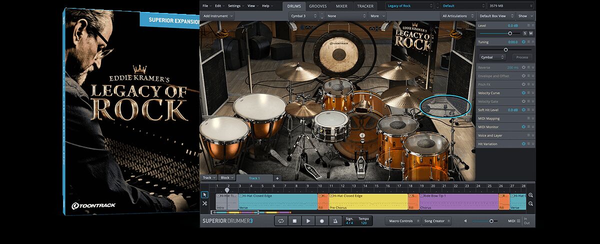 摇滚乐经典鼓组音色 Toontrack Legacy of Rock SDX 摇滚遗产扩展包,60年代至80年代传奇鼓组音源,模拟设备温暖质感