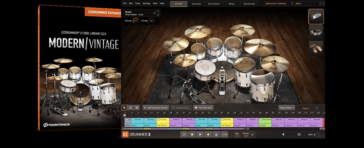 数字鼓组平台 EZdrummer 2 Core Library EZX EZ鼓手2 核心扩展包，温暖饱满的军鼓到深沉有力的底鼓，临场感的鼓声音源