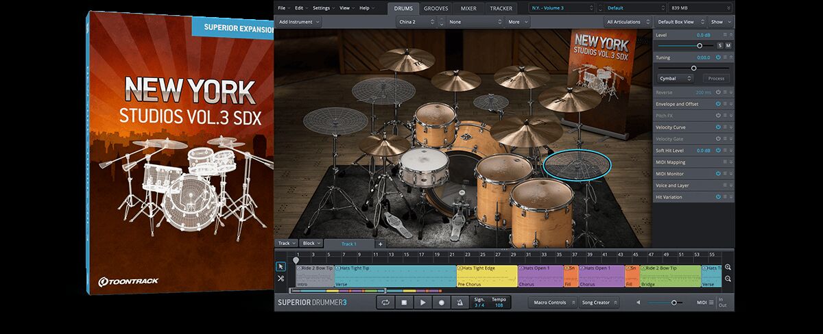 鼓音源扩展音色库 Toontrack New York Studios Vol.3 SDX 纽约工作室第三卷，经典摇滚、流行现代音乐制作专业质感的真实鼓组声音