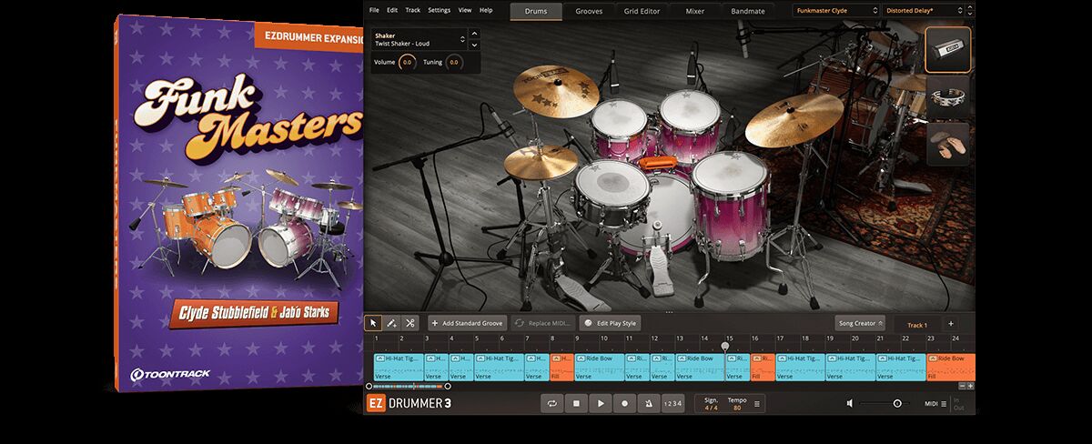 虚拟鼓节奏精髓 Toontrack Funkmasters EZX 放克领主-鼓音源扩展包,顶尖鼓手精心编排复古迪斯科的舞曲骨架