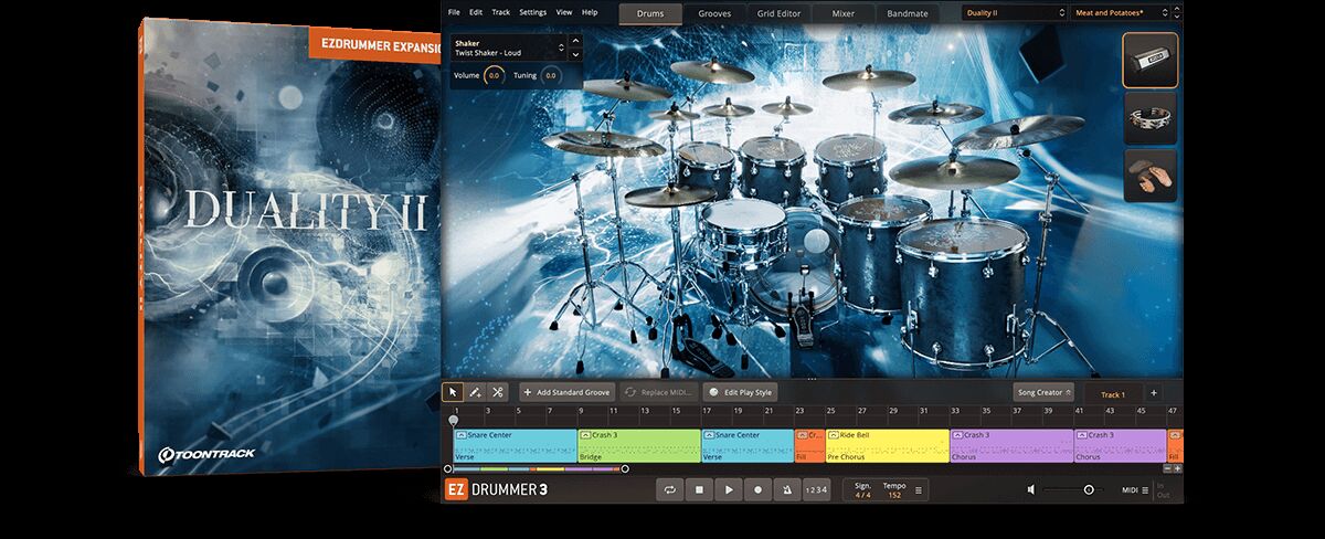 传统鼓组音色与未来感 EZdrummer Duality I EZX 二次元第二卷，虚拟鼓音源扩展-动漫、游戏，充满活力与张力的节奏骨架