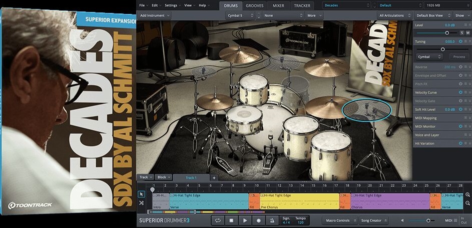 顶级扩展音色库 Toontrack Decades SDX 年代扩展包,电子鼓音源,70年代到2000年代间标志性音乐的时代经典鼓组音色
