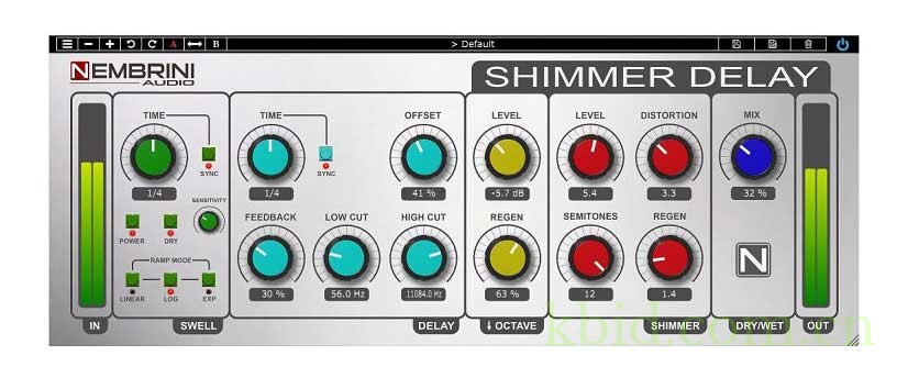 混音效果器插件 Nembrini Audio Shimmer Delay Ambient Machine 闪耀延迟,通过独特算法与高频泛音叠加,音乐制作创造出空灵而富有空间感的音效