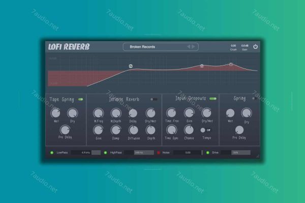 梦幻复古混响效果器 Clark Audio Lofi Reverb v1.0.2 音频插件通过降采样\位深降低\滤波\噪音染色营造出老旧采样器\磁带或磨损黑胶唱片沉浸式空间感