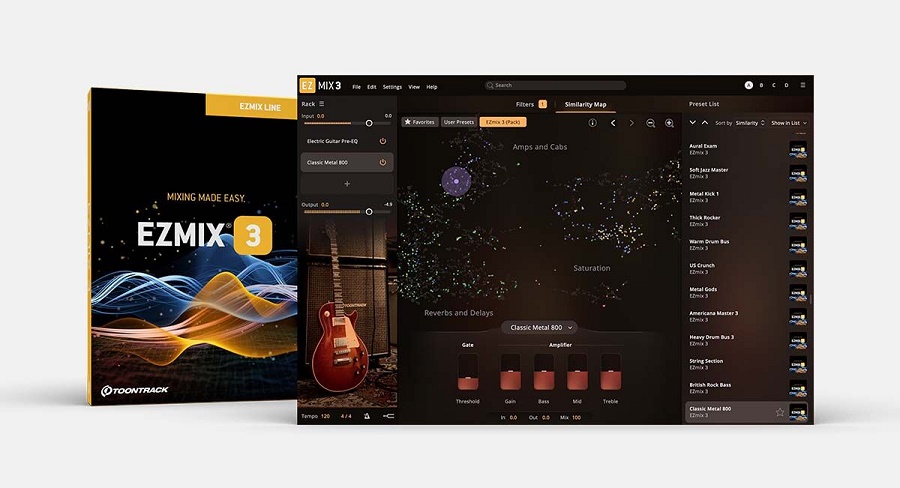 吉他\贝斯母带处理插件 Toontrack – EZmix 3.1.0 音频混音VST大综合效果器,信号链提供放大器捕捉功能,音乐创作预设压缩\EQ\混响\延迟\饱和