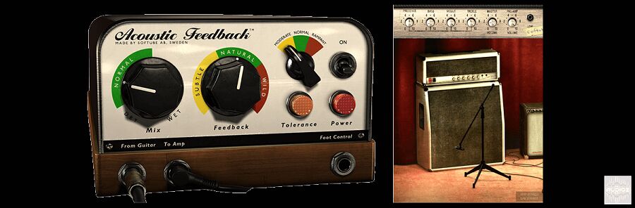 吉他反馈插件 Softube Acoustic Feedback v2 强度\音调塑形\动态响应控制,精确模拟真实演奏环境,吉他音箱与琴弦之间动态的持续音效与和谐泛音