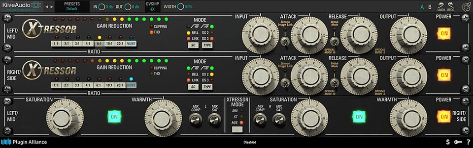 经典硬件压缩器 Plugin Alliance Kiive Xtressor 现代音乐制作音频处理工具,温暖音色\动态控制插件，直观操作界面用于人声\鼓组\贝斯混音总线