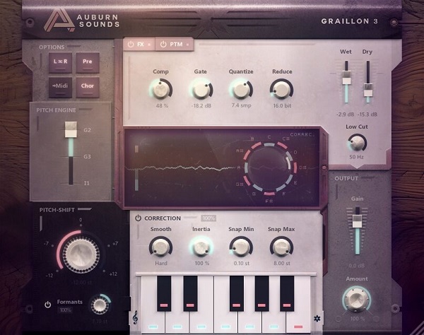 自动音高校正 Auburn Sounds Graillon v3.0.0 人声共振与音色塑形 (Voice & Resonance) 声码器风格效果，机器人声音\直播主播\游戏语音聊天工具