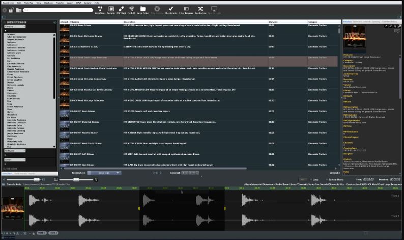 音效素材管理工具 Soundminer Plus v5.0.204 数据管理和强大的检索功能,音频设计、影视后期制作\游戏音频片段进行实时预览与标记