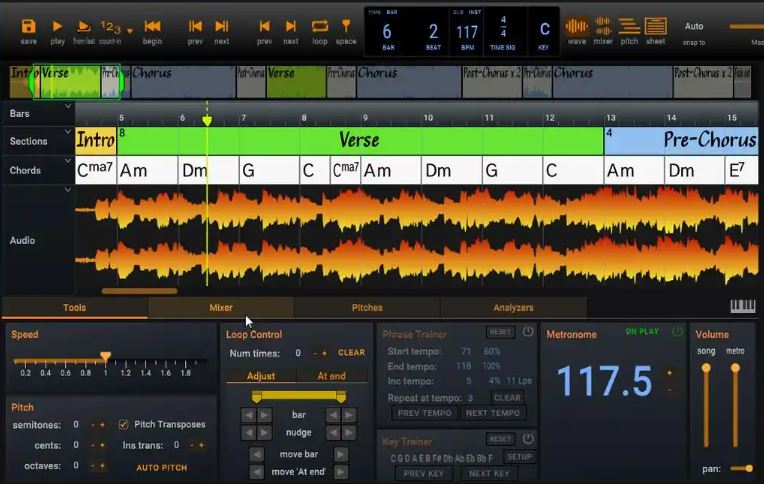 歌曲扒带 Aurally Sound Song Master PRO v2.0.0 和弦音调速度分析，智能解析音频文件，算法引擎-精准识别歌曲调性\和弦进行\节奏速度\和声结构