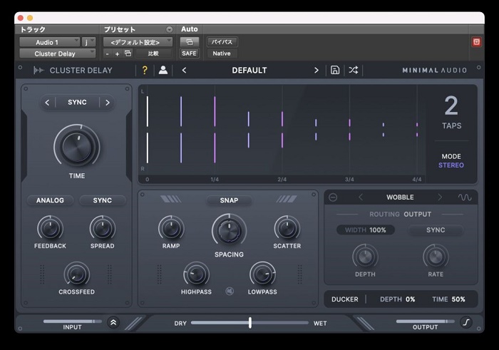 节奏/旋律音序器插件 Minimal Audio Cluster Delay 序列设计延迟效果，创造出复杂的节奏\纹理和立体声场，制作有特定节奏型\音高变化或动态