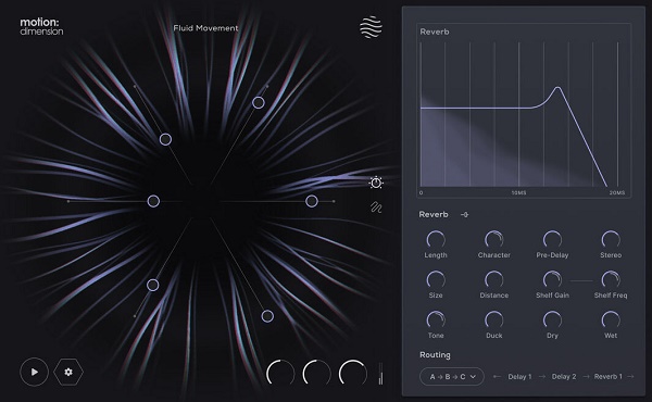 创新型音频插件 Excite Audio Motion Dimension 延迟效果器，经典大厅\房间\板式混响,调整声场的宽度\深度\高度，模拟密室到广阔山谷的丰富空间感