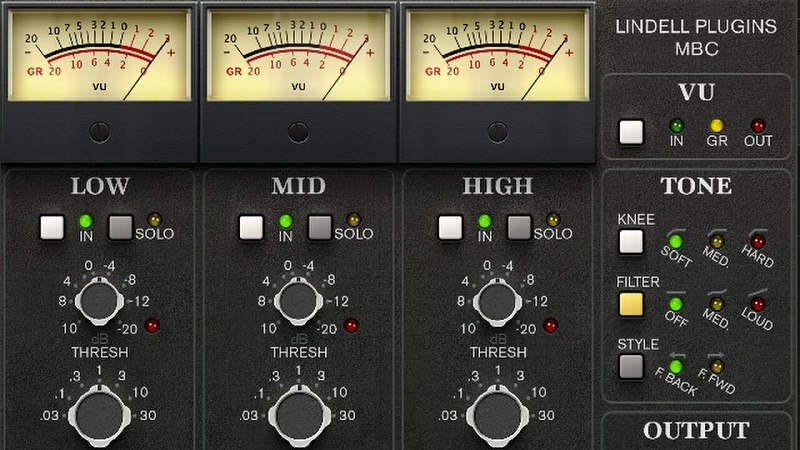 多段总线压缩器插件 Plugin Alliance Lindell MBC 温暖饱满音色效果，模拟复古桥段电路的谐波特性与变压器饱和感，混音\母带塑造声音的创意工具