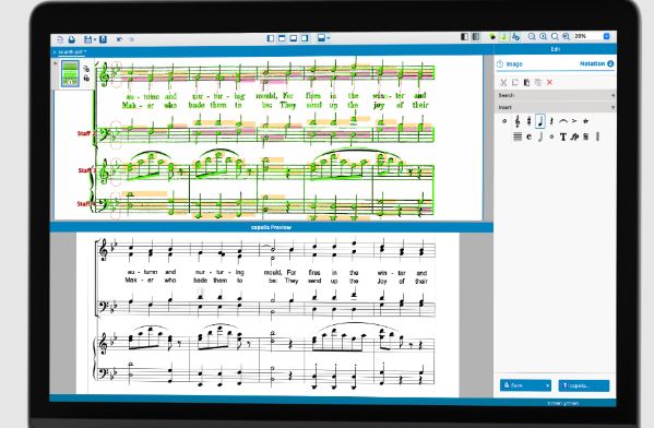 智能识别音乐符号 Capella software Capella scan v9 乐谱扫描转换\打谱,快速批量扫描处理乐谱或图片格式的乐谱文件转换