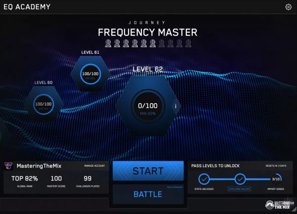 音乐制作听力训练 Mastering The Mix EQ Academy v1.0.0 音频均衡器EQ模拟游戏化应用，音质基准进行训练，混音技能快速提升