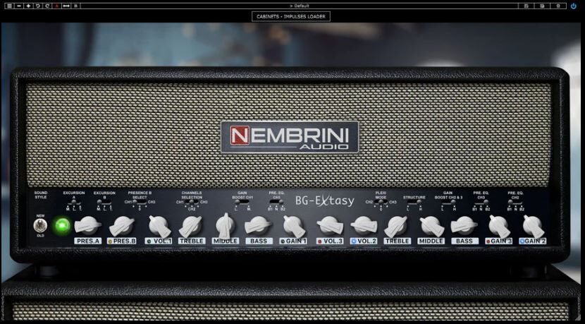 吉他放大器插件 Nembrini Audio BG Extasy Boutique Guitar Amplifier 经典音色效果,细腻立体声响应和丰富谐波饱和,EQ控制多段前级驱动\音色塑形