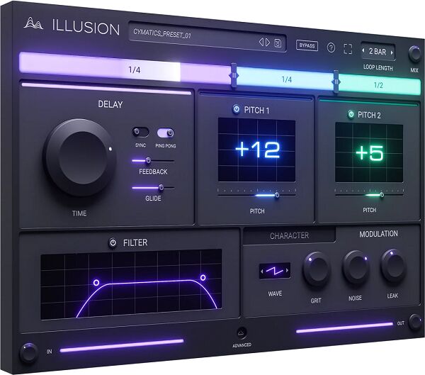 幻象延迟混响 Cymatics Illusion 合唱镶边\颤音效果器，内置磁带\模拟\数字延迟,音乐创作氛围感\空间感\纹理化声音的创意音频工具