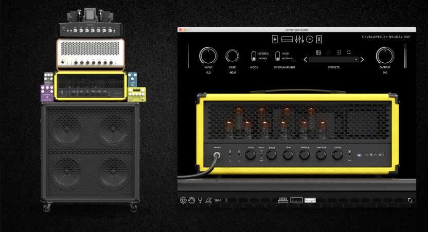 吉他贝斯效果器 Neural DSP Archetype Abasi 专业级多通道音色插件,Abasi 标志性的清音\过载和高增益音色通道,集成和声器\移相器\延迟和混响
