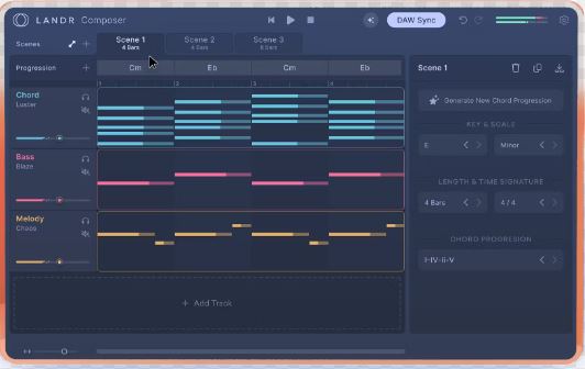 智能和弦进行 LANDR Composer 作曲工具