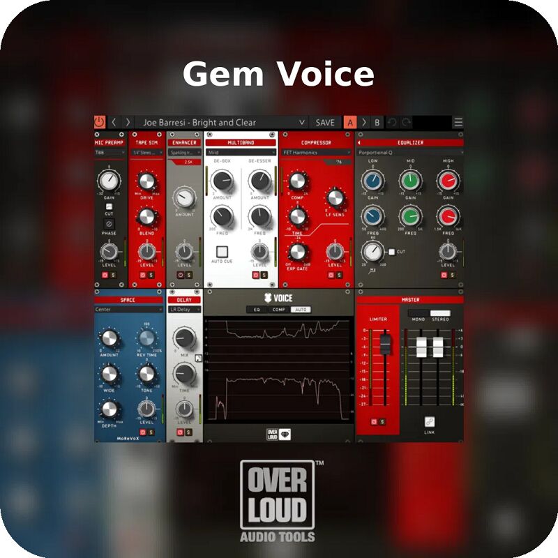 人声处理通道条插件 Overloud Gem Voice 集合话放、压缩、EQ、混响效果器