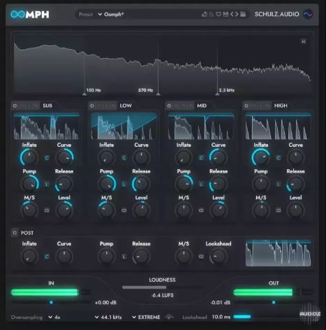 多频段动态增强插件 Schulz Audio OOMPH v25.2.4 控制饱和度|平衡度|动态和立体声宽度