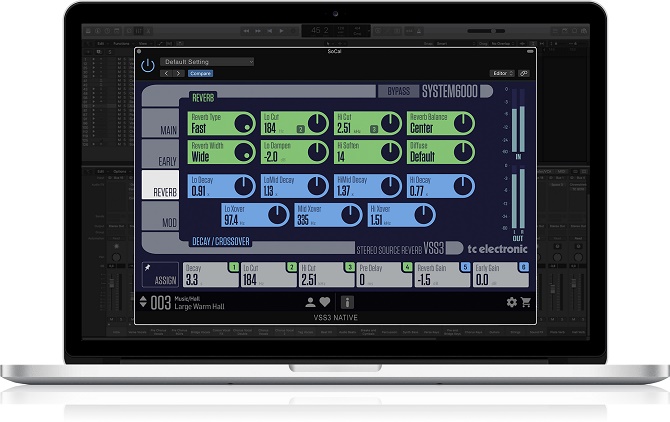 虚拟环绕声混响 TC Electronic VSS 3 自然\透明且富有空气感的空间深度,乐器在立体声场位置与扩散度,混音师与现场音响工程师处理空间感工具