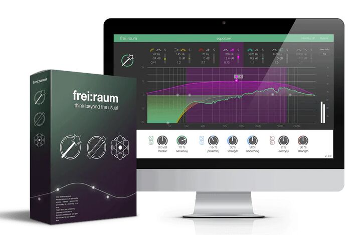 均衡器插件 Sonible Freiraum 人工智能算法，自动分析音频信号特性，实时生成优化的均衡曲线，精准处理混音中的频率