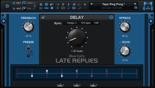 蓝猫延迟混响插件 Blue Cat Audio Blue Cat’s Late Replies 集成侧链闪避器