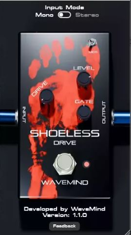 吉他过载插件 Wavemind Audio Shoeless 失真单块效果器