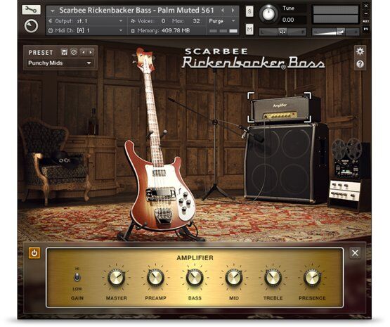 贝斯音源 Scarbee Rickenbacker Bass 清脆、细致的中音，完美混音