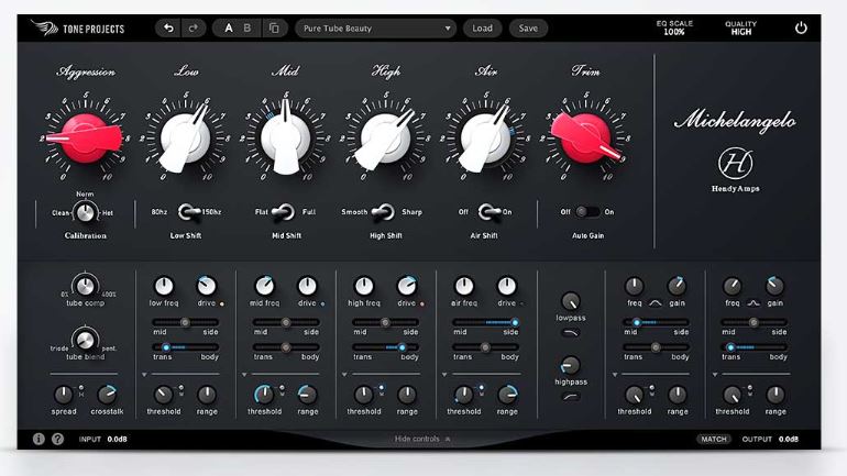 尖端均衡器 Tone Projects Michelangelo 音频信号动态变化调整频率响应，母带处理实时混音精准控制声音的平衡和质感