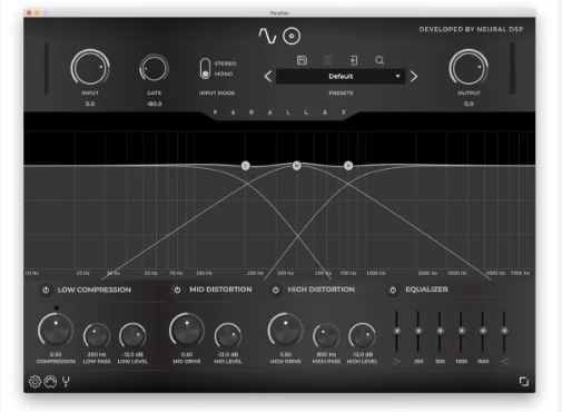 贝斯效果器 Neural DSP Parallax 多频段失真模块与和声合成器,纯净低保真到激进金属音色的各种声音质感