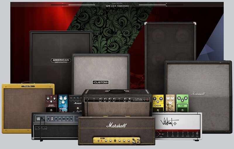 吉他\贝斯音箱模拟插件 Softube Amp Room 音频工作站调用从清音\过载到高增益失真等各种音色,录音室吉他/贝斯直录\静音练琴\混音时 Re-amp 处理