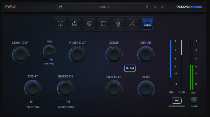 专项鼓混音插件 Black Salt Audio Telos Drums v1.0.3 SEnki 多频段压缩、饱和与动态增强