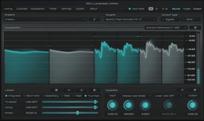 APU Software APU Loudness Limiter v3.5.1 母带混音与播客，限制器插件