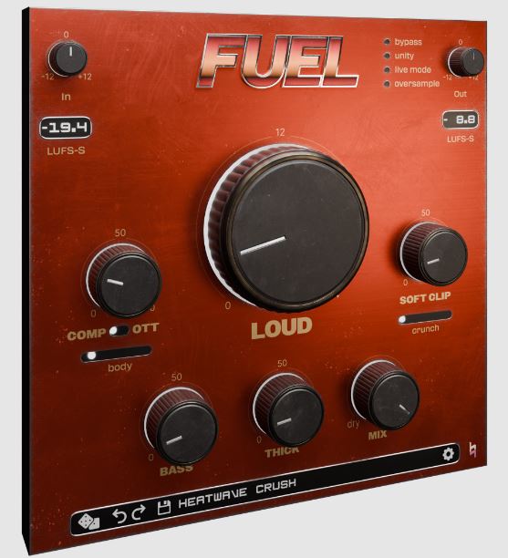 一键式/智能饱和与响度增强 Musik Hack FUEL 精准控制音频的整体响度,集成动态压缩\多段均衡\限幅功能,用于精细的母带处理，快节奏的现场调音