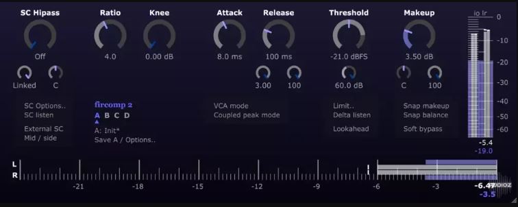 超纯净峰值压缩器/限制器 Jon V Audio FirComp 2 Ultra Clean Compressor / Limiter v2.2.8 用于音轨或总线零延迟