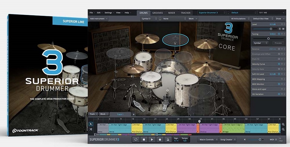 超级鼓手乐器软件 Superior Drummer v3.3.7 虚拟鼓主程序VR版本,打击乐声音设计工具,整合智能律动生成器，节奏轮廓自动生成