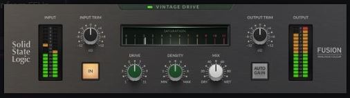 SSL 后期染色插件 Solid State Logic Fusion Vintage Drive v1.0.24 鼓组增加力量，人声增加温暖和质感，让贝斯更圆润