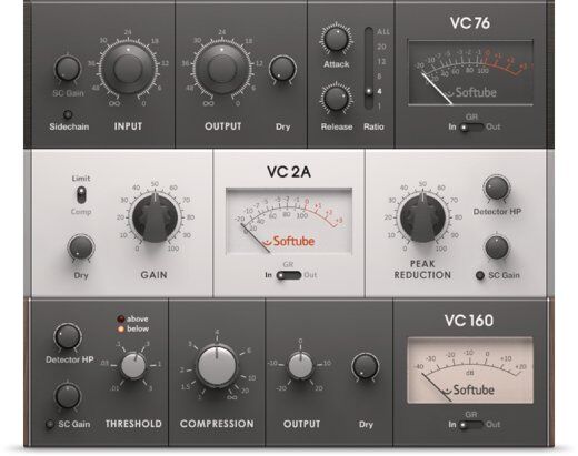 复古压缩器合集 Native Instruments Vintage Compressors 数字音频工作站高保真建模，原始设备温暖\饱满的谐波染色与富有音乐性的压缩曲线